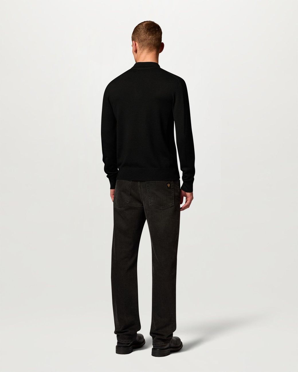 Belstaff Black Men's Colden Knitted Polo Merino Wool for men