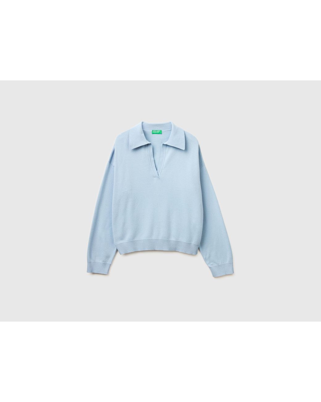 Benetton Blue Benetton, Premium Cotton Polo Neck Sweater