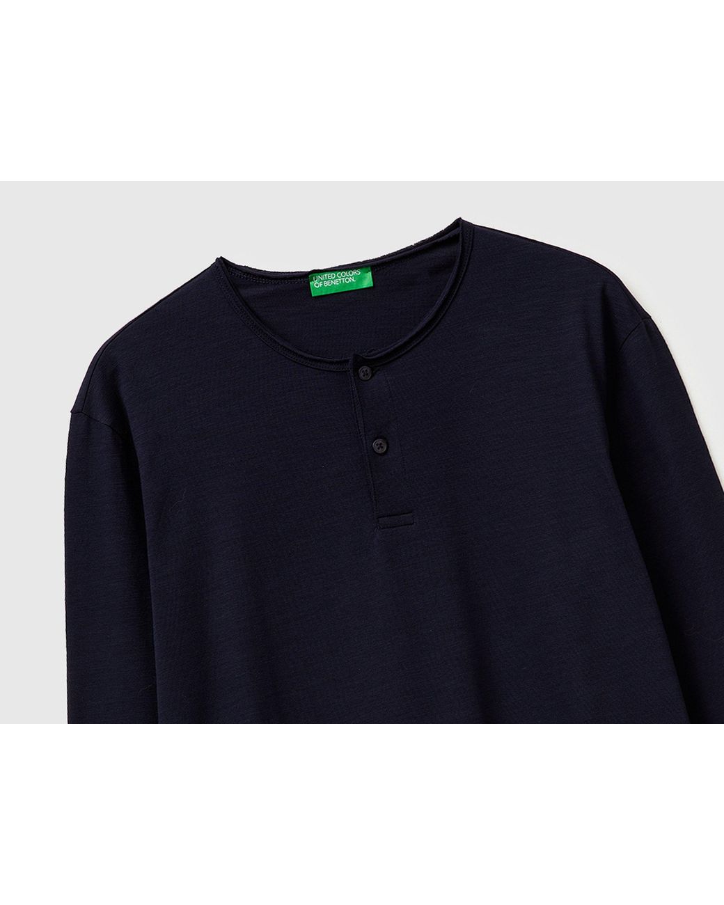 Benetton Blue Benetton, T-Shirt With Henley Neck for men