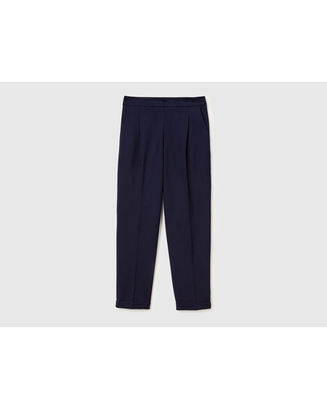 Benetton Blue Benetton, Regular Fit Trousers With Crease