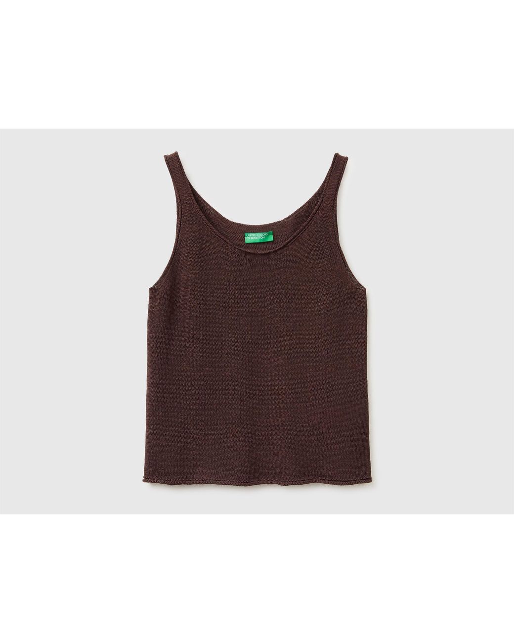 Benetton Brown Benetton, Linen Blend Knit Top