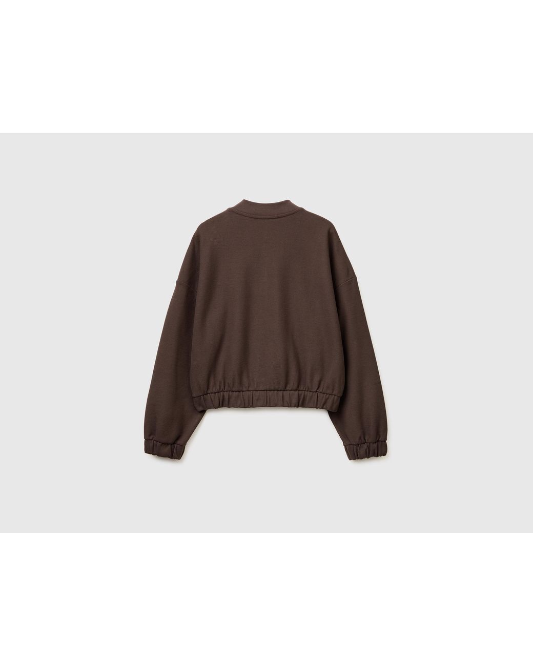 Benetton Brown Benetton, Bomber-Style Sweatshirt With Embroidery