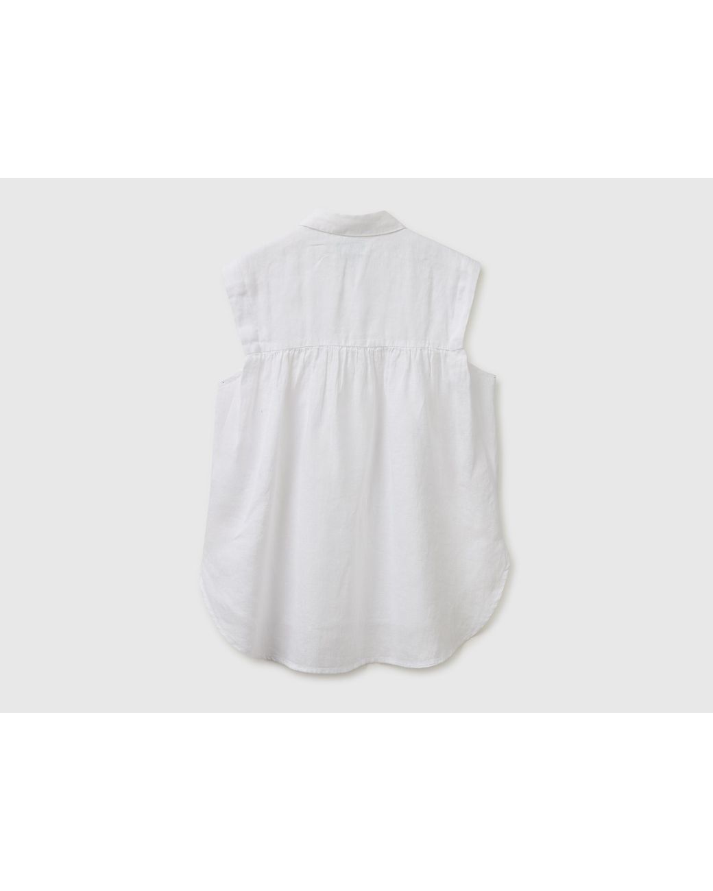 Benetton White Benetton, 100% Linen Sleeveless Blouse