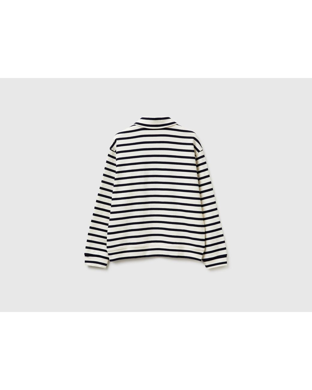 Benetton Black Benetton, Striped Sweatshirt Polo Shirt