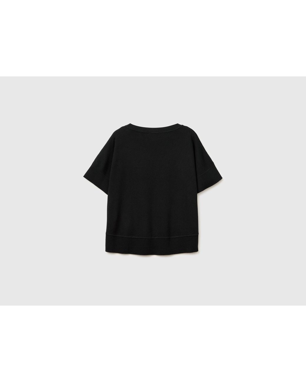 Benetton Black Benetton, Premium Cotton Short-Sleeved Sweater