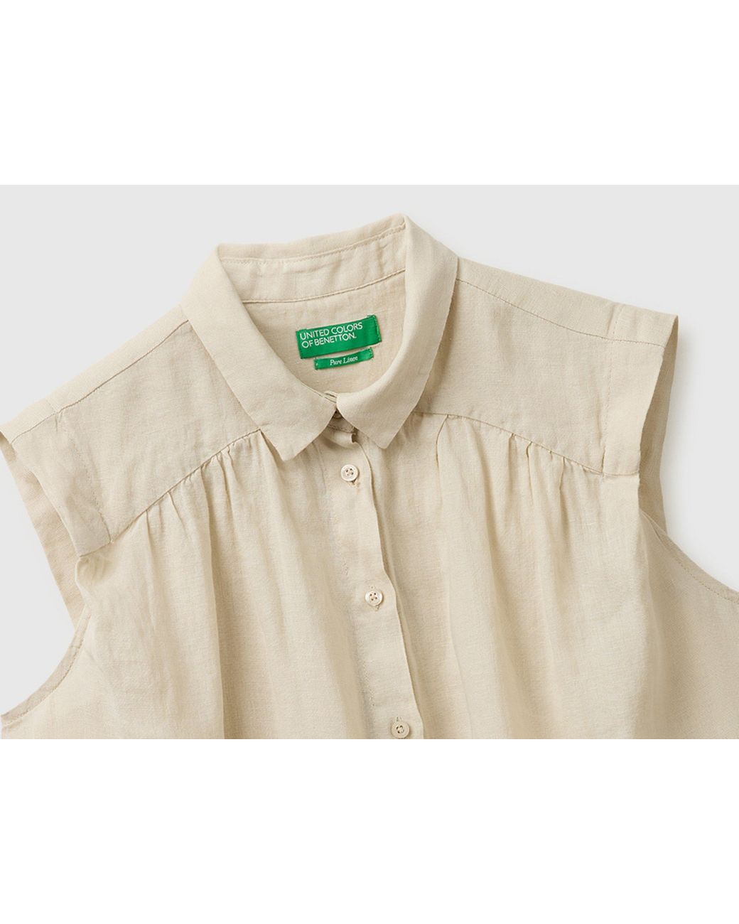 Benetton Natural Benetton, 100% Linen Sleeveless Blouse