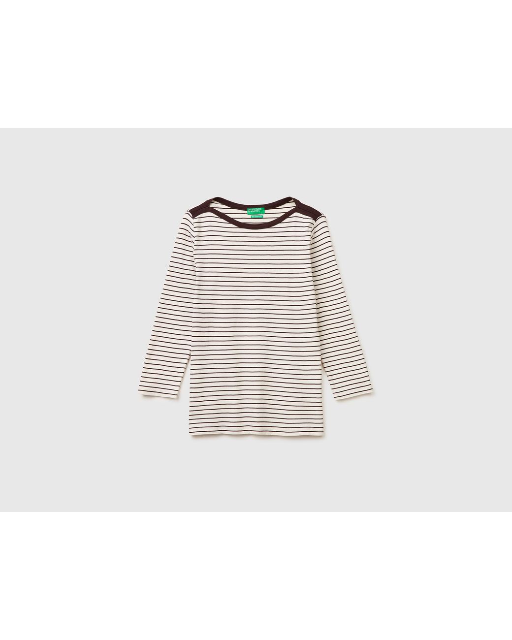 Benetton Black Benetton, Striped T-Shirt With Boat Neck