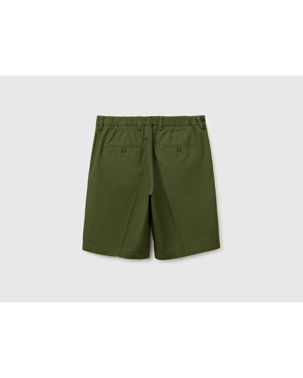 Benetton Green Benetton, Lightweight Cotton Chino Bermuda Shorts for men