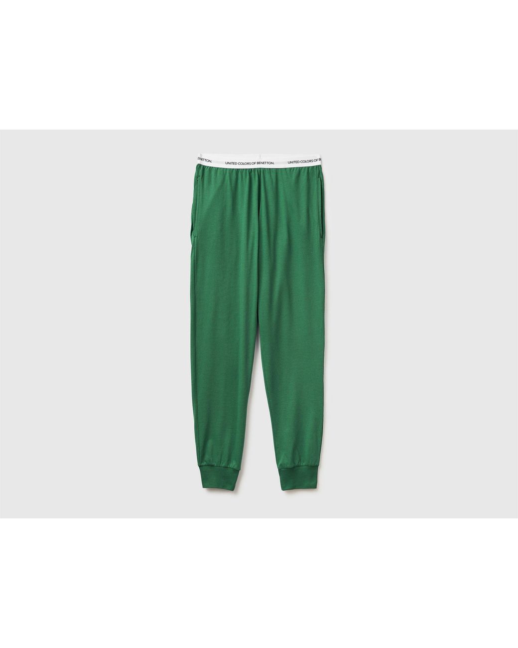 Benetton Green Benetton, Trousers With Logo Elastic for men
