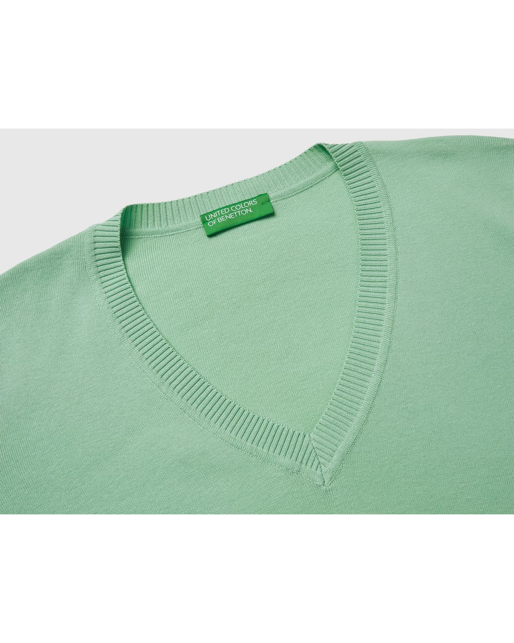 Benetton Green Benetton, Sage V-Neck Sweater