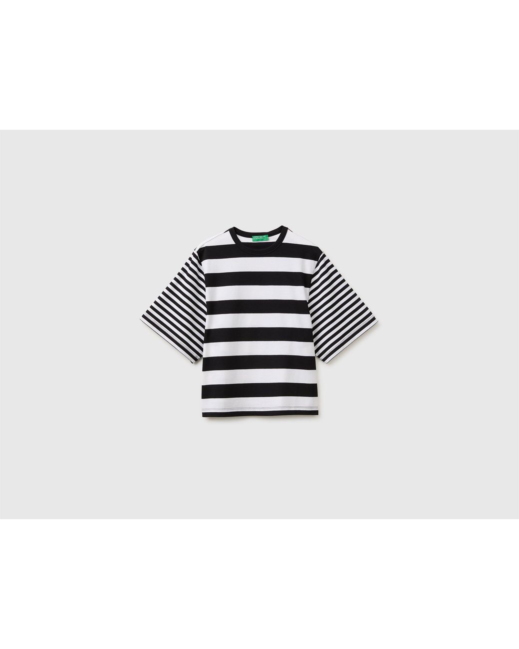 Benetton Black Benetton, Oversized Striped T-Shirt