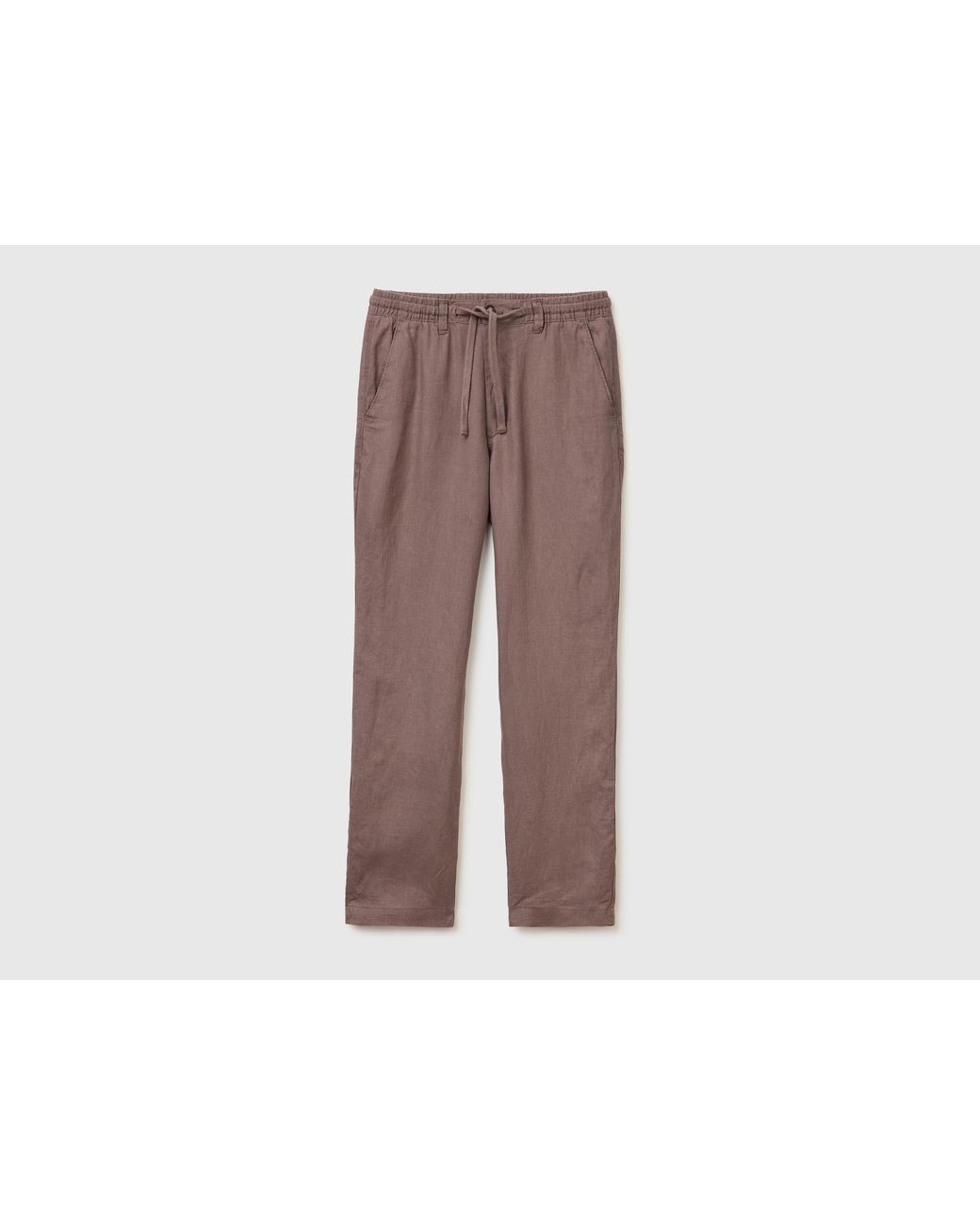 Benetton Black Benetton, Pure Linen Drawstring Trousers for men