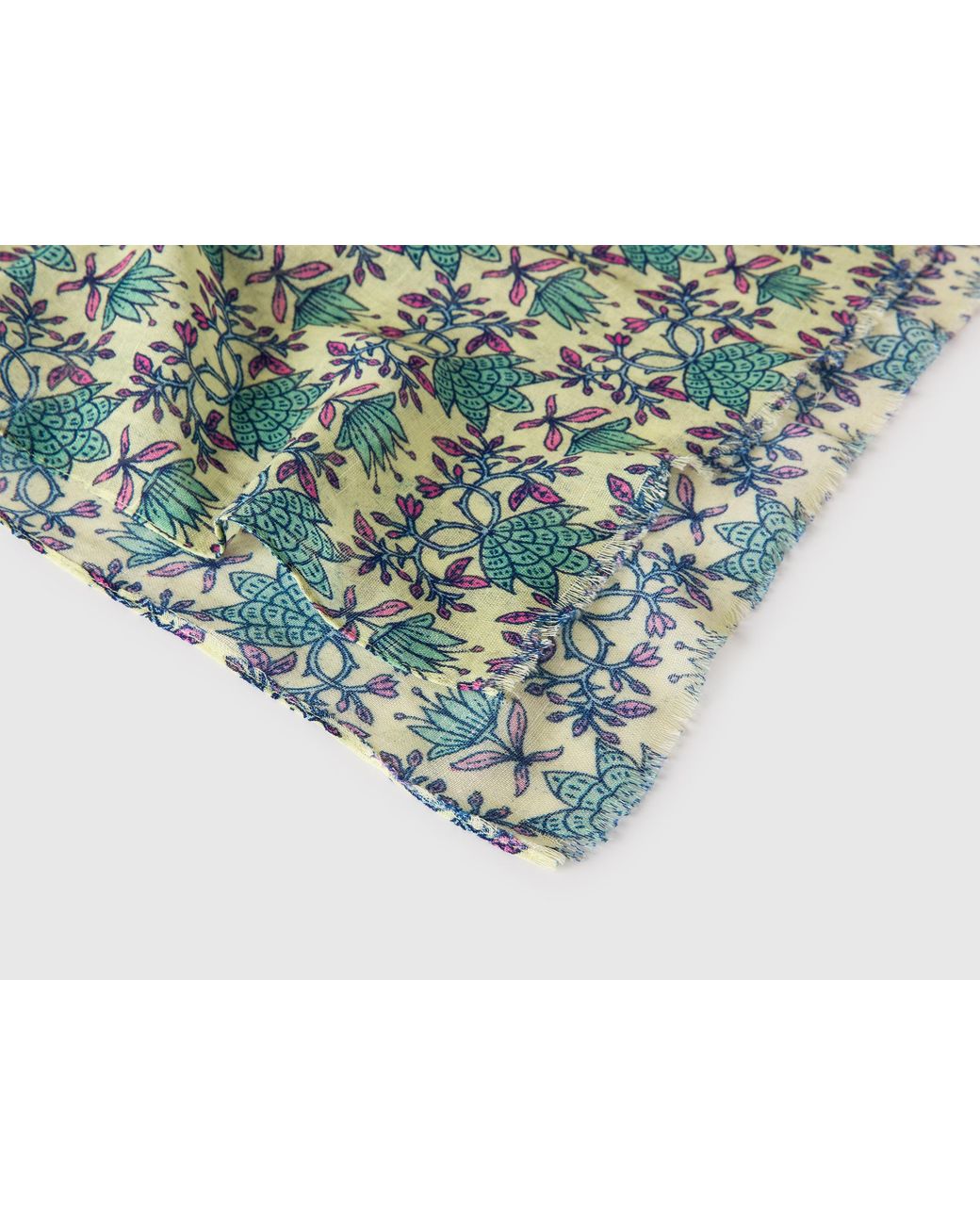 Benetton Green Benetton, Patterned Linen Blend Scarf