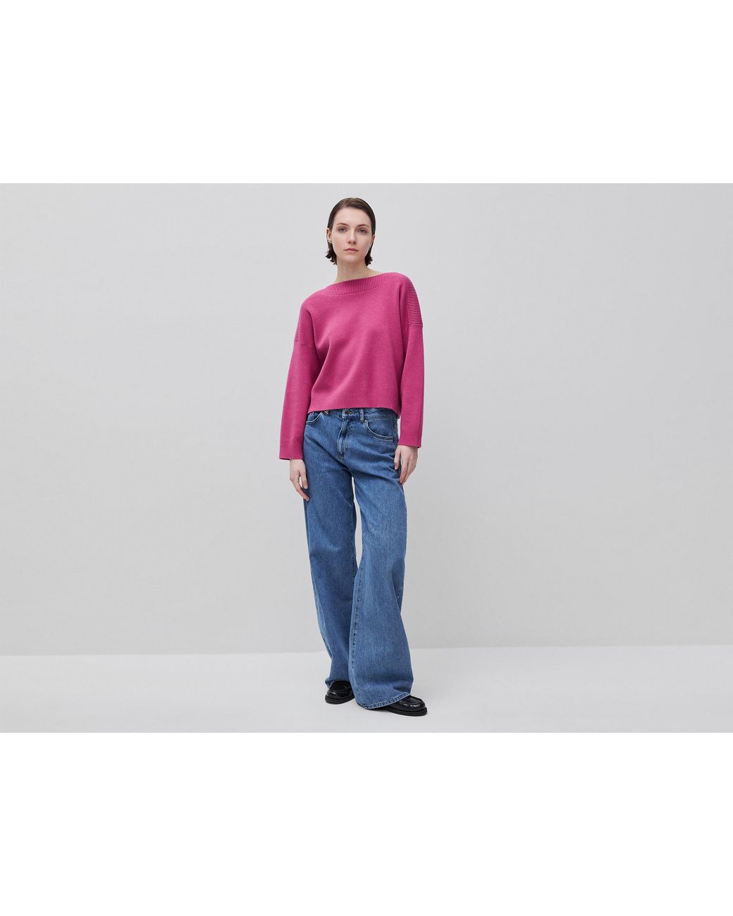 Benetton Black Benetton, Boxy Fit Jacquard Sweater
