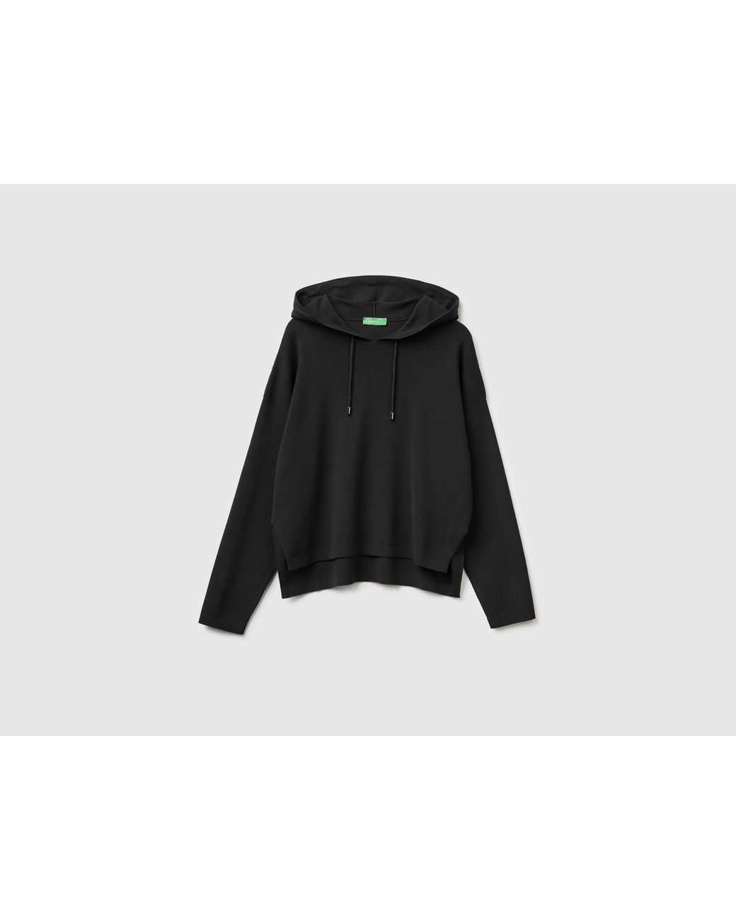 Benetton Black Benetton, Oversized Fit Sweater With Hood
