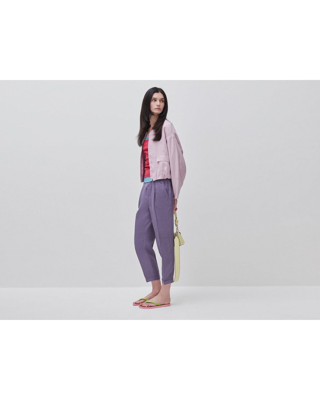 Benetton Black Benetton, 100% Linen Cigarette Trousers