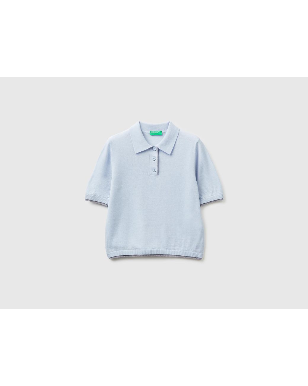 Benetton Blue Benetton, 100% Merino Wool Polo Shirt