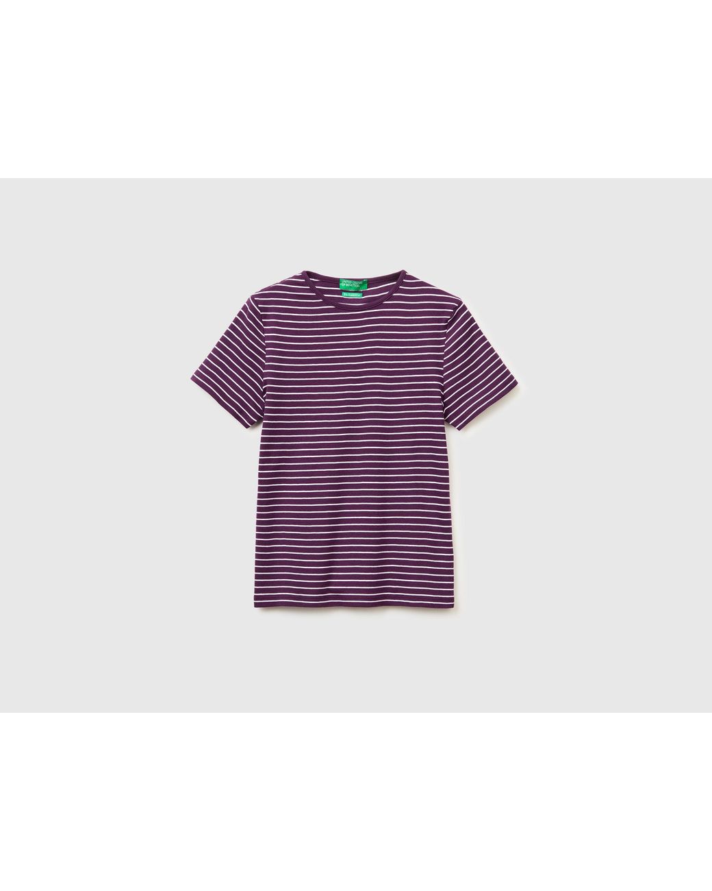 Benetton Purple Benetton, Crew Neck Striped T-Shirt
