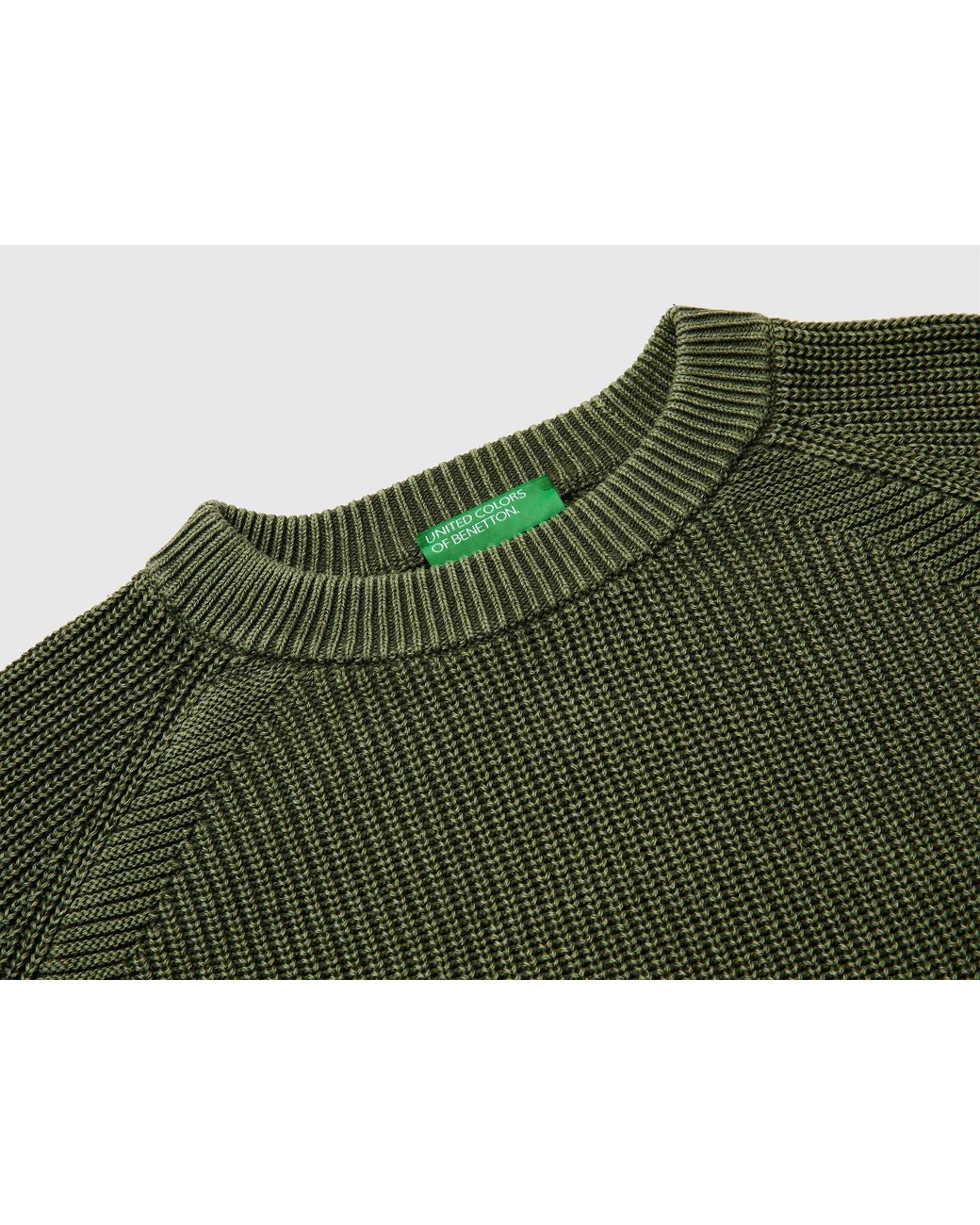 Benetton Green Benetton, Regular Fit Stone Washed Sweater