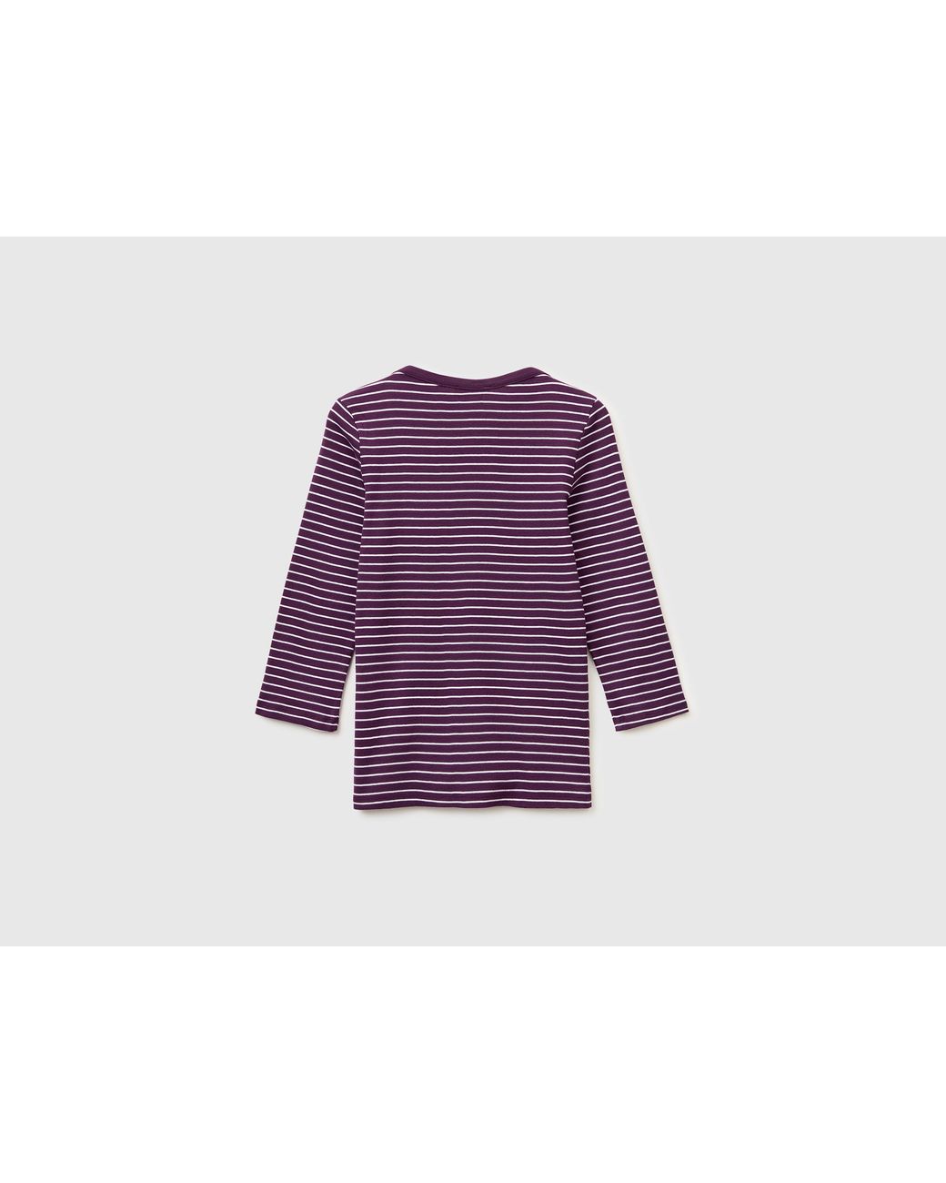 Benetton Purple Benetton, Striped T-Shirt With Boat Neck