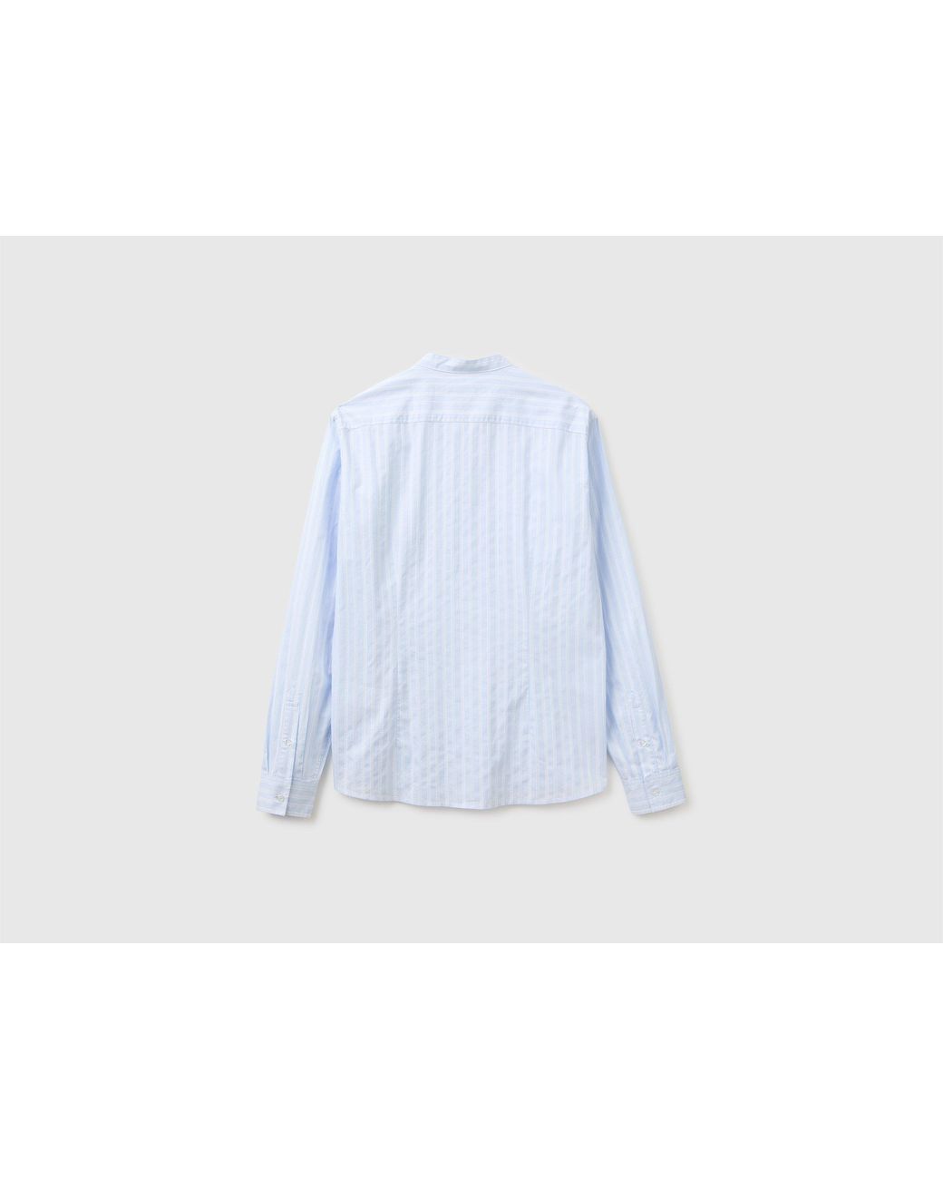 Benetton Black Benetton, Striped Shirt With Mandarin Collar for men