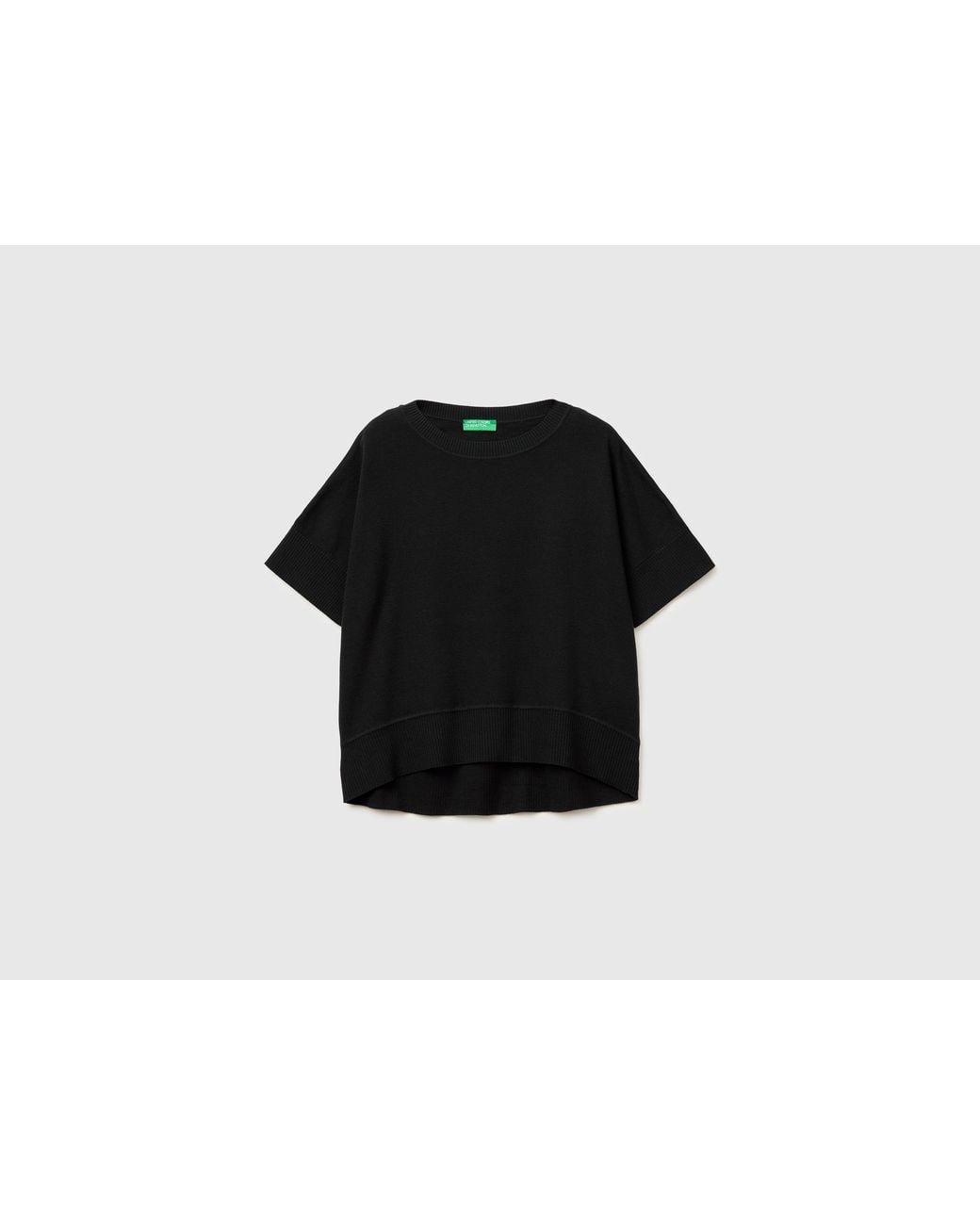 Benetton Black Benetton, Premium Cotton Short-Sleeved Sweater