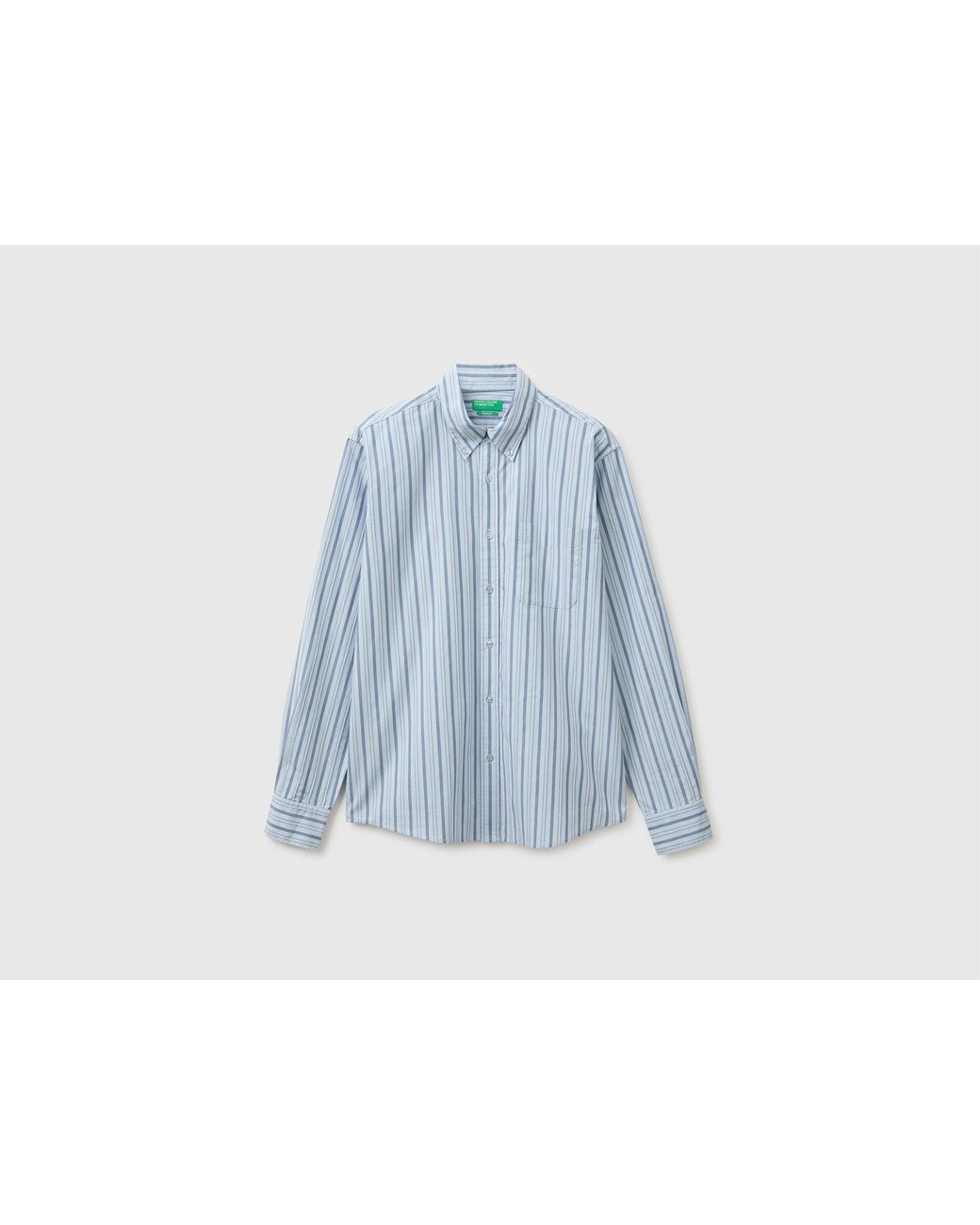 Benetton Blue Benetton, Striped Button-Down Shirt for men