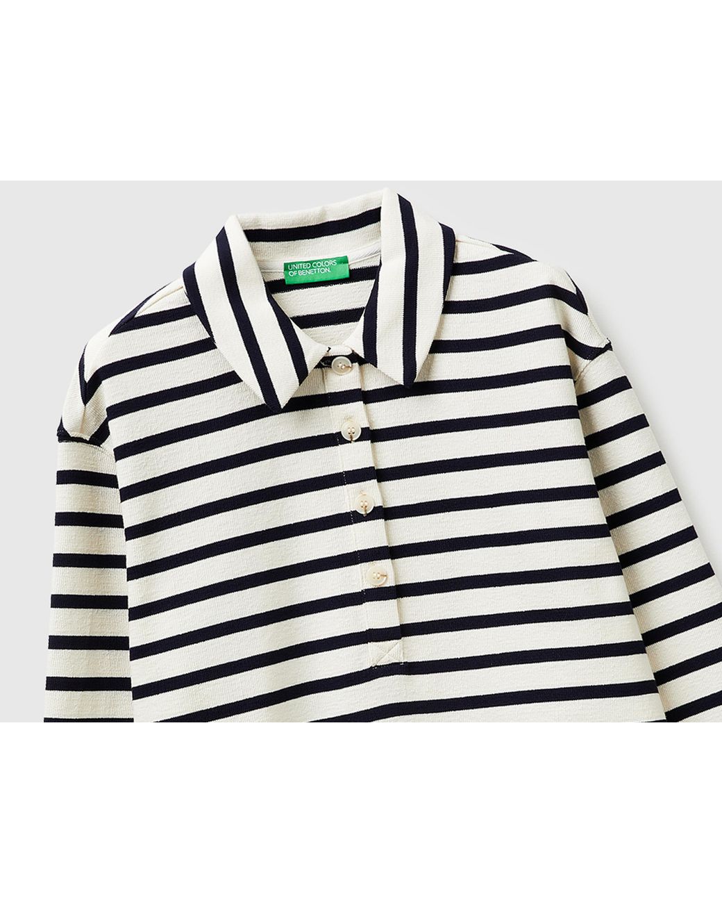 Benetton Black Benetton, Striped Sweatshirt Polo Shirt