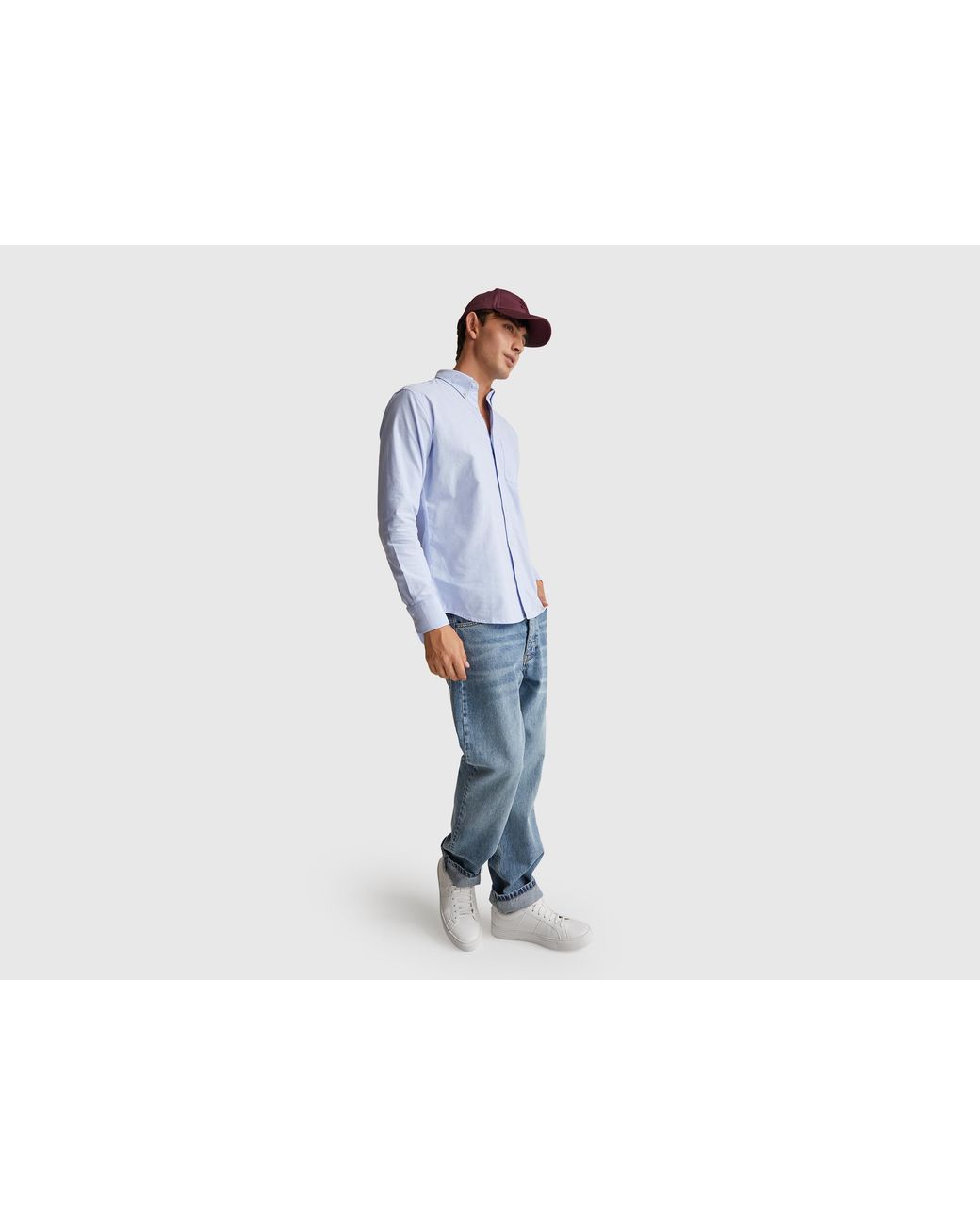 Benetton White Benetton, Regular Fit Button-Down Shirt for men