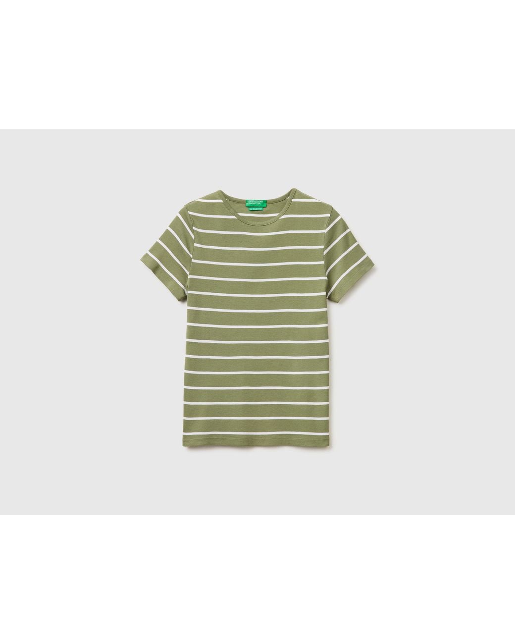 Benetton Green Benetton, Crew Neck Striped T-Shirt