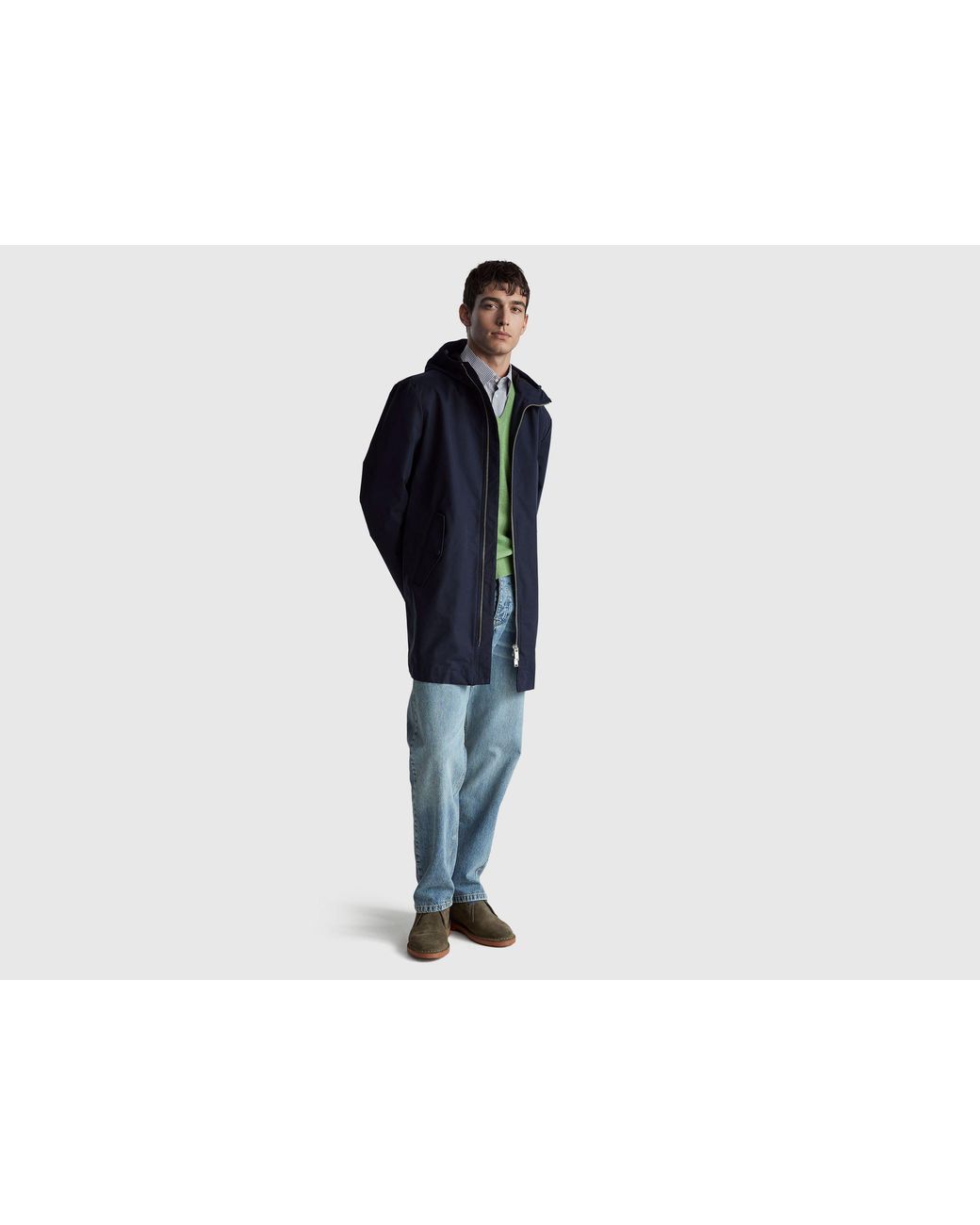 Benetton Blue Benetton, Cotton Blend Parka for men