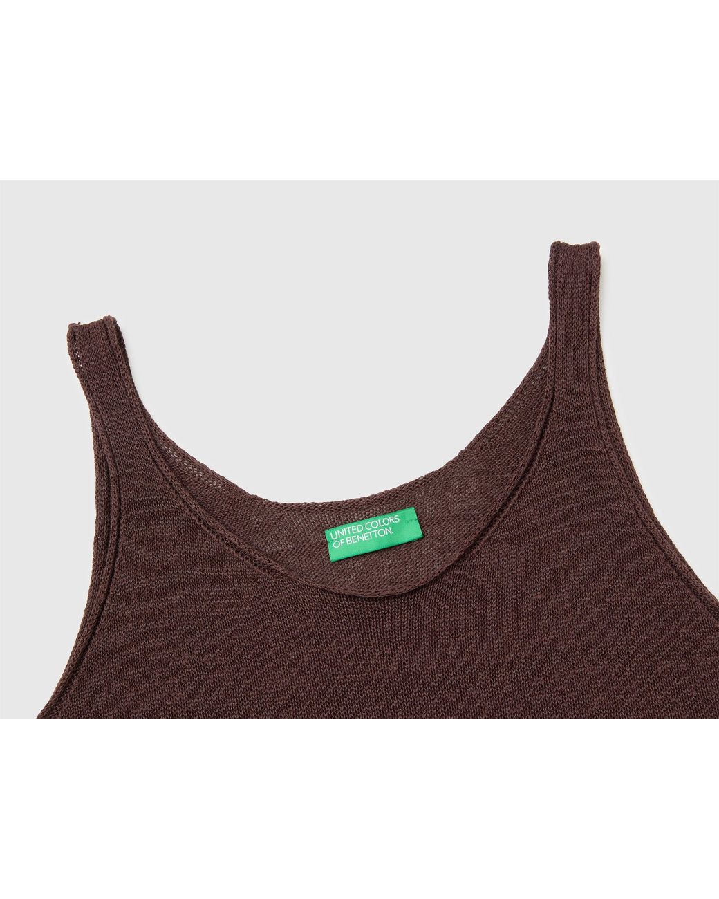 Benetton Brown Benetton, Linen Blend Knit Top