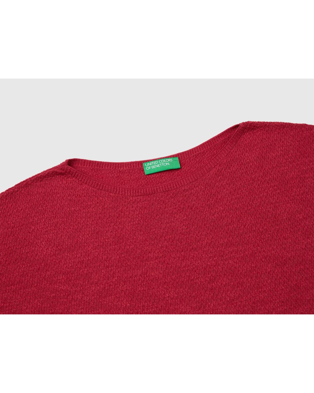 Benetton Red Benetton, Boxy Fit Linen Blend Sweater
