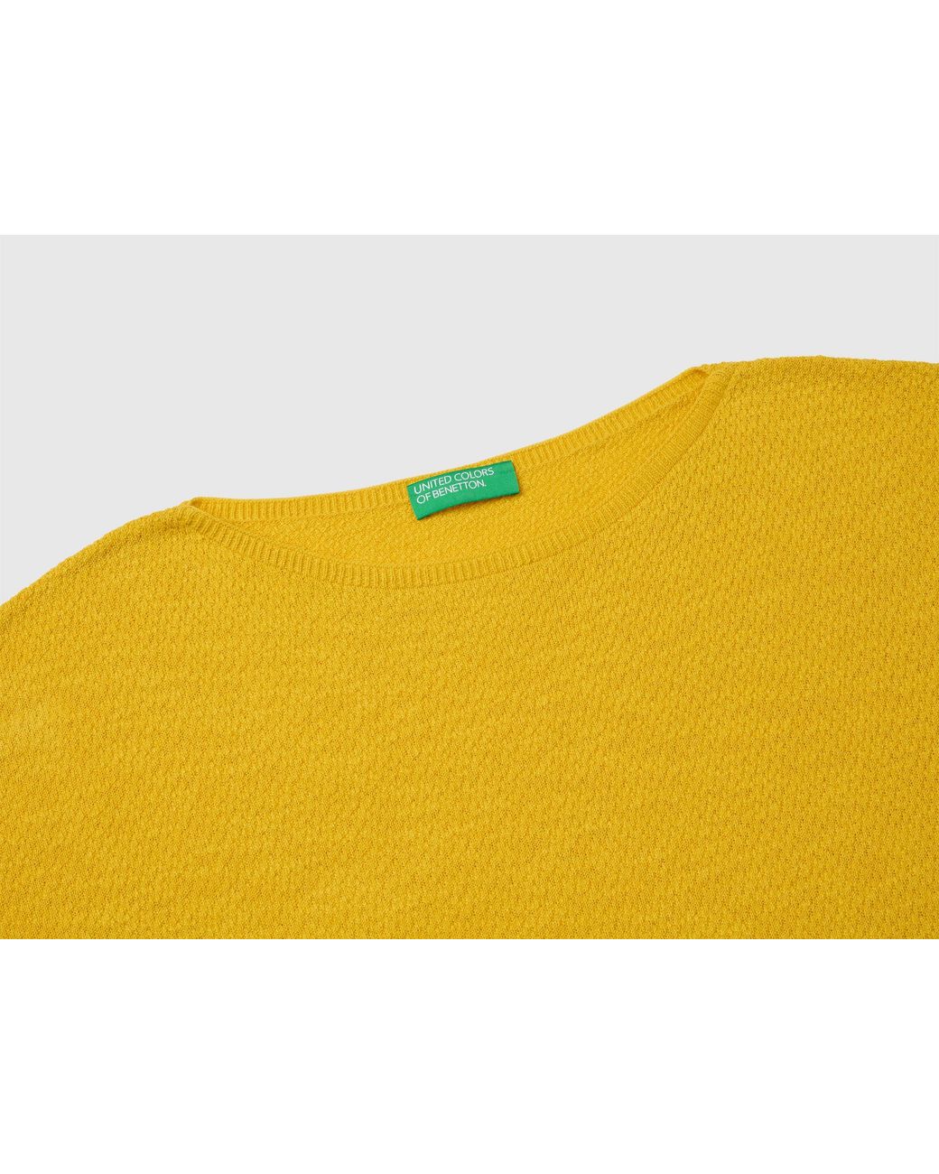 Benetton Black Benetton, Boxy Fit Linen Blend Sweater