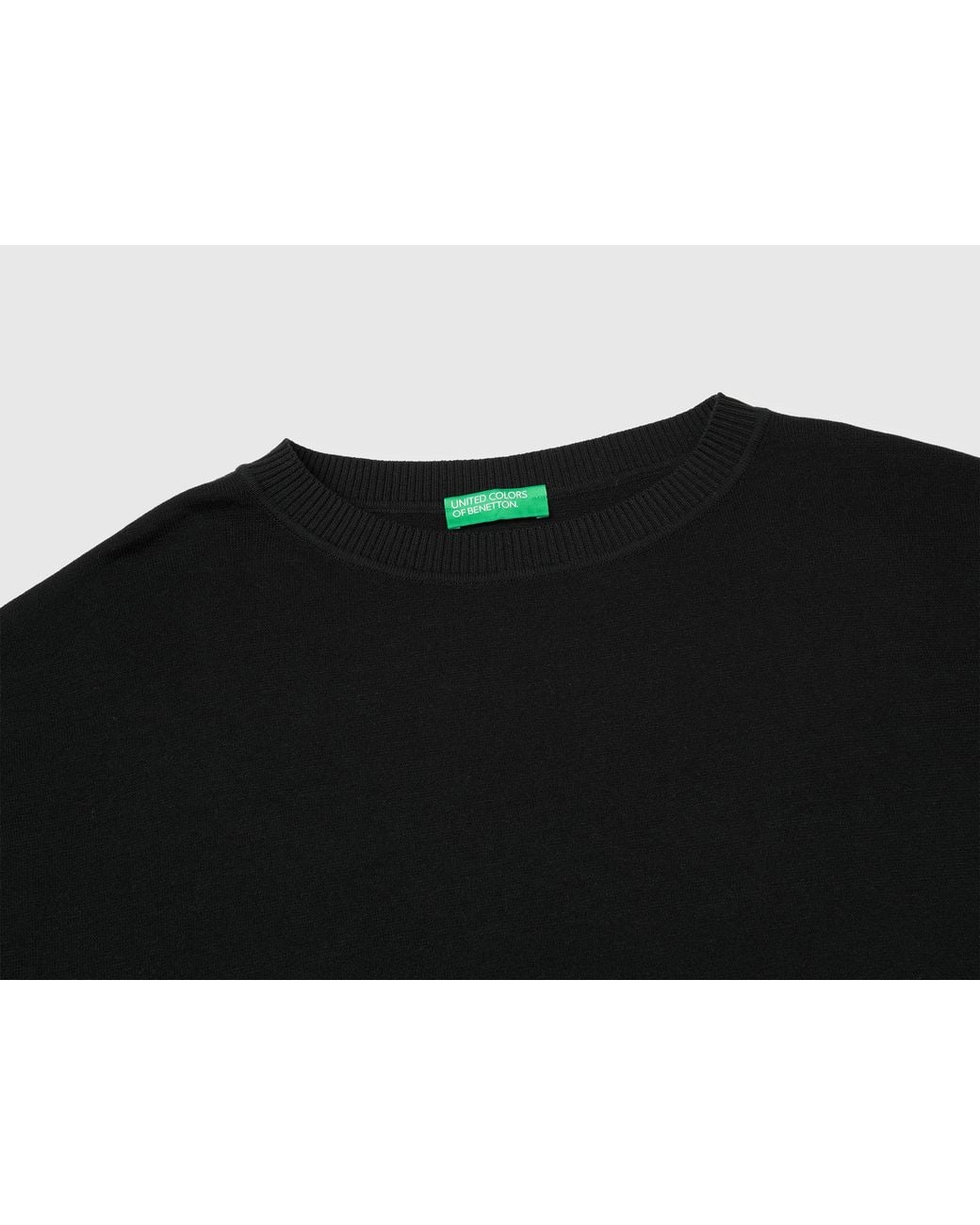 Benetton Black Benetton, Premium Cotton Short-Sleeved Sweater