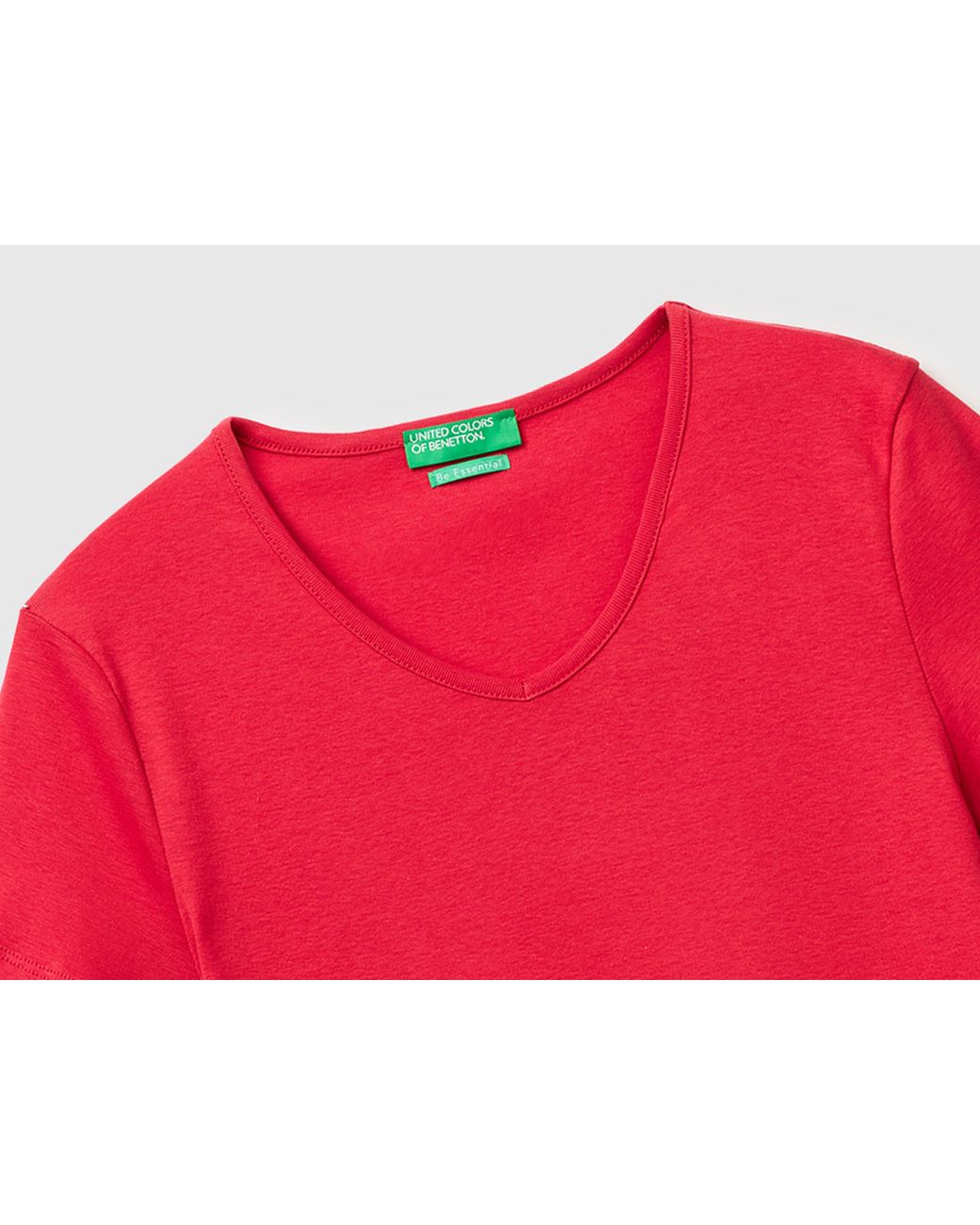 Benetton Red Benetton, Slim Fit T-Shirt With V-Neck