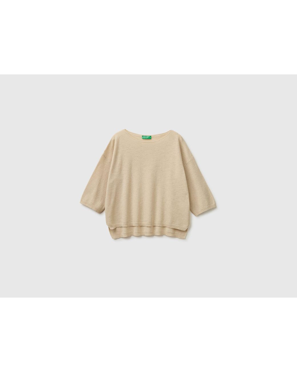 Benetton Black Benetton, Boxy Fit Linen Blend Sweater