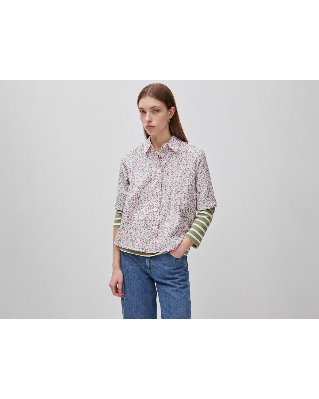 Benetton Black Benetton, Short Sleeve Patterned Shirt