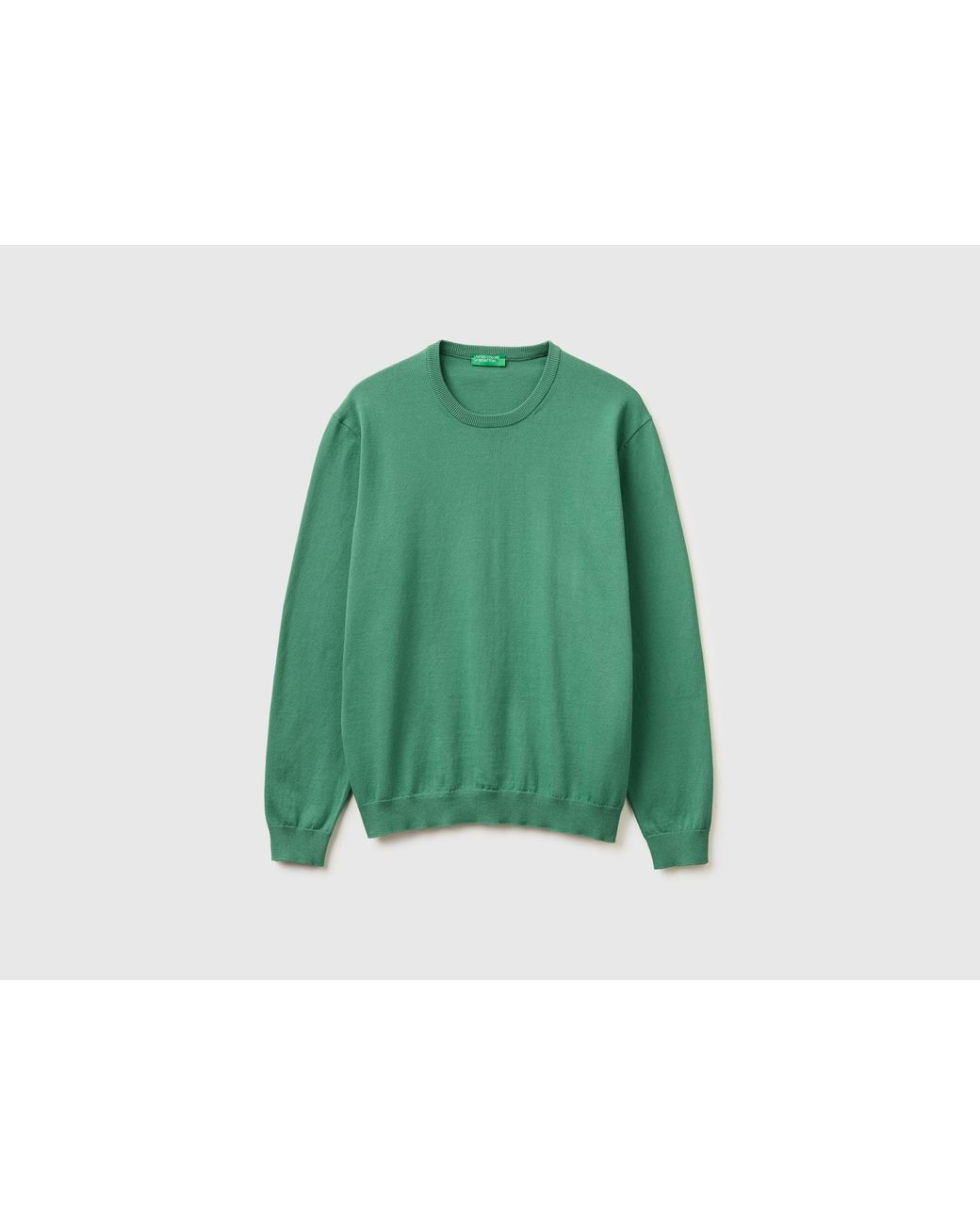 Benetton Green Benetton, 100% Cotton Crew Neck Top for men