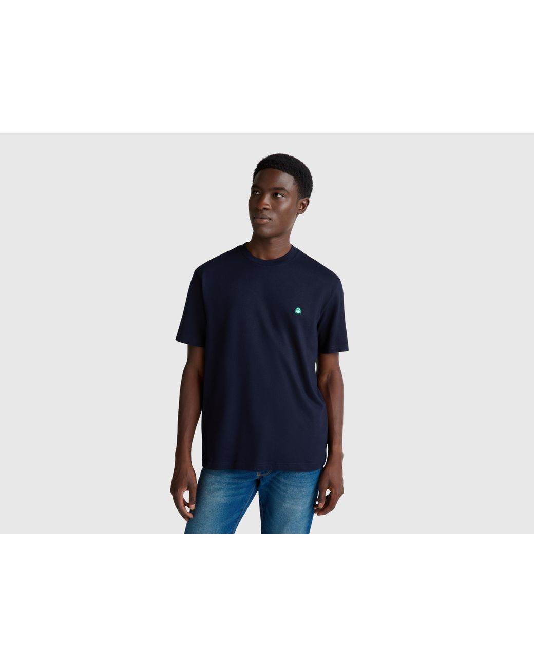 Benetton Black Benetton, Basic Cotton T-Shirt for men