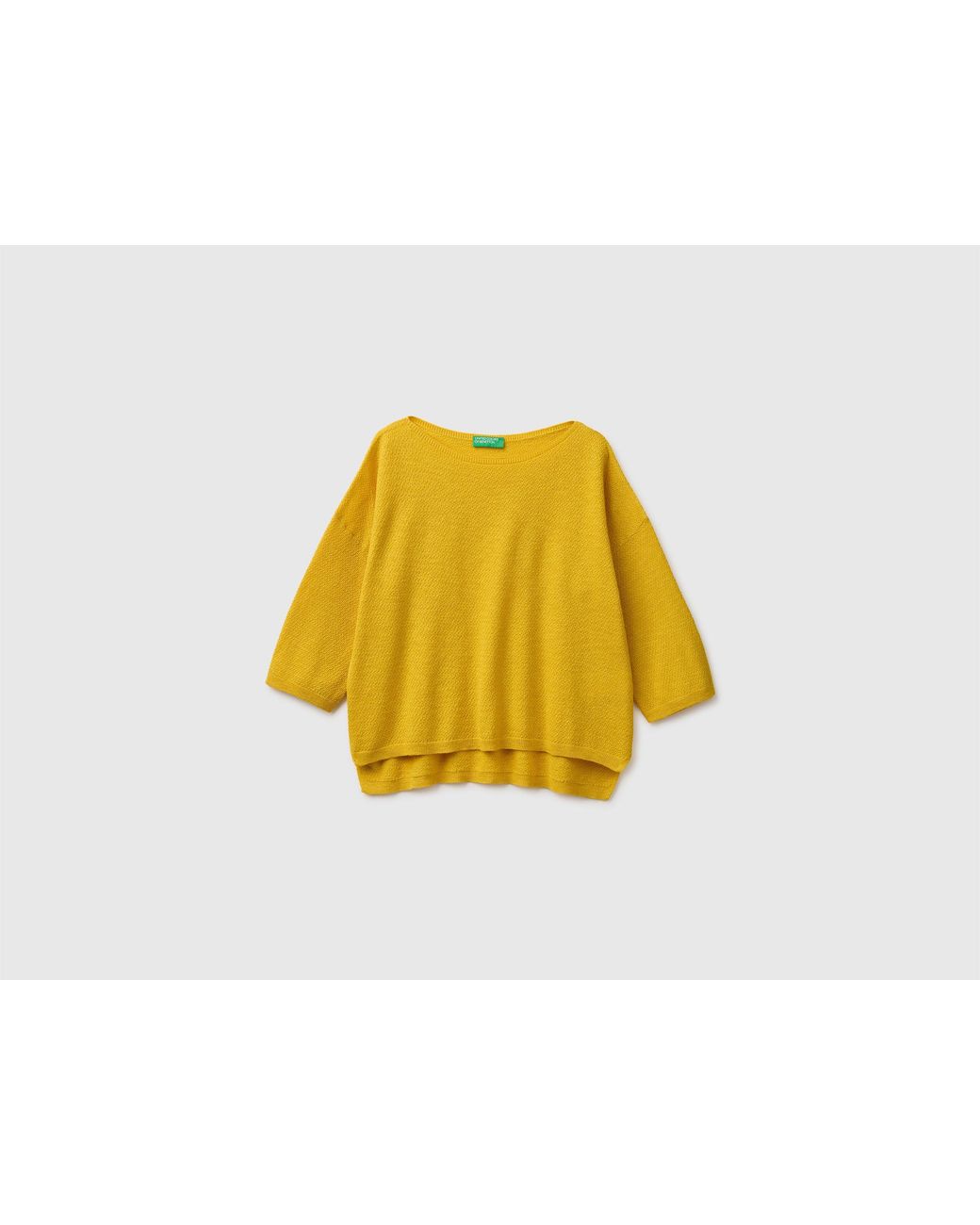 Benetton Black Benetton, Boxy Fit Linen Blend Sweater
