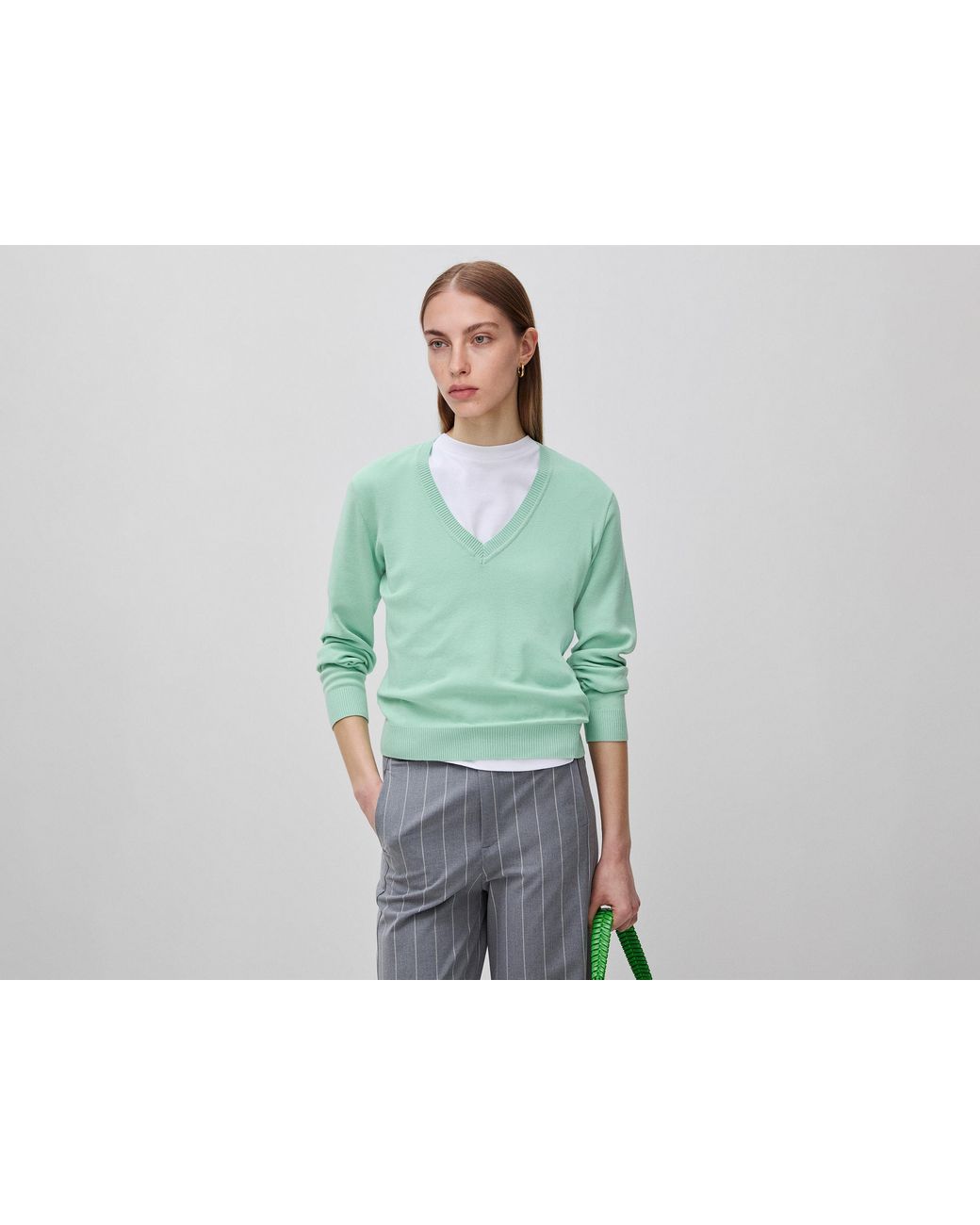 Benetton Green Benetton, Sage V-Neck Sweater