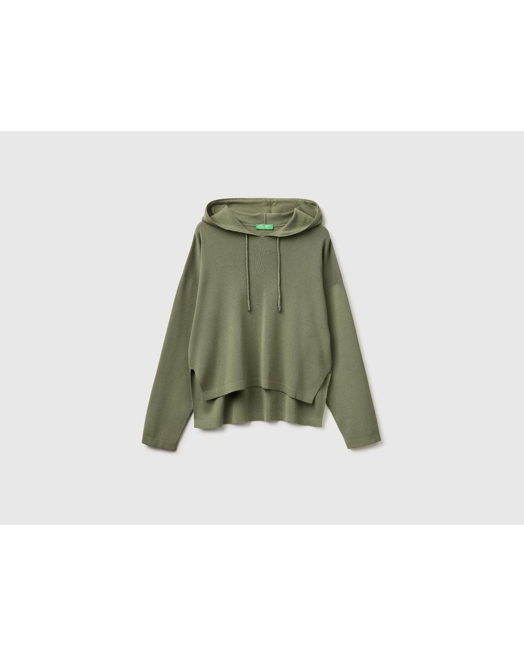 Benetton Green Benetton, Oversized Fit Sweater With Hood