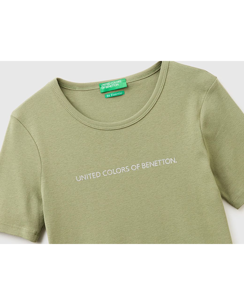 Benetton Green Benetton, Short Sleeve T-Shirt With Glitter Logo