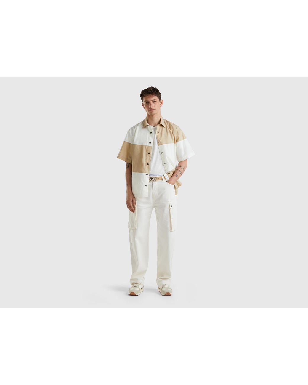 Pantaloni Cargo Bianco Panna da Uomo di Benetton in Nero | Lyst