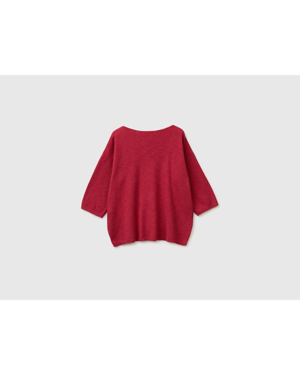 Benetton Red Benetton, Boxy Fit Linen Blend Sweater