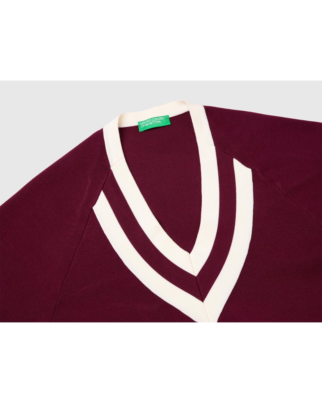 Benetton Red Benetton, Boxy Fit V-Neck Sweater