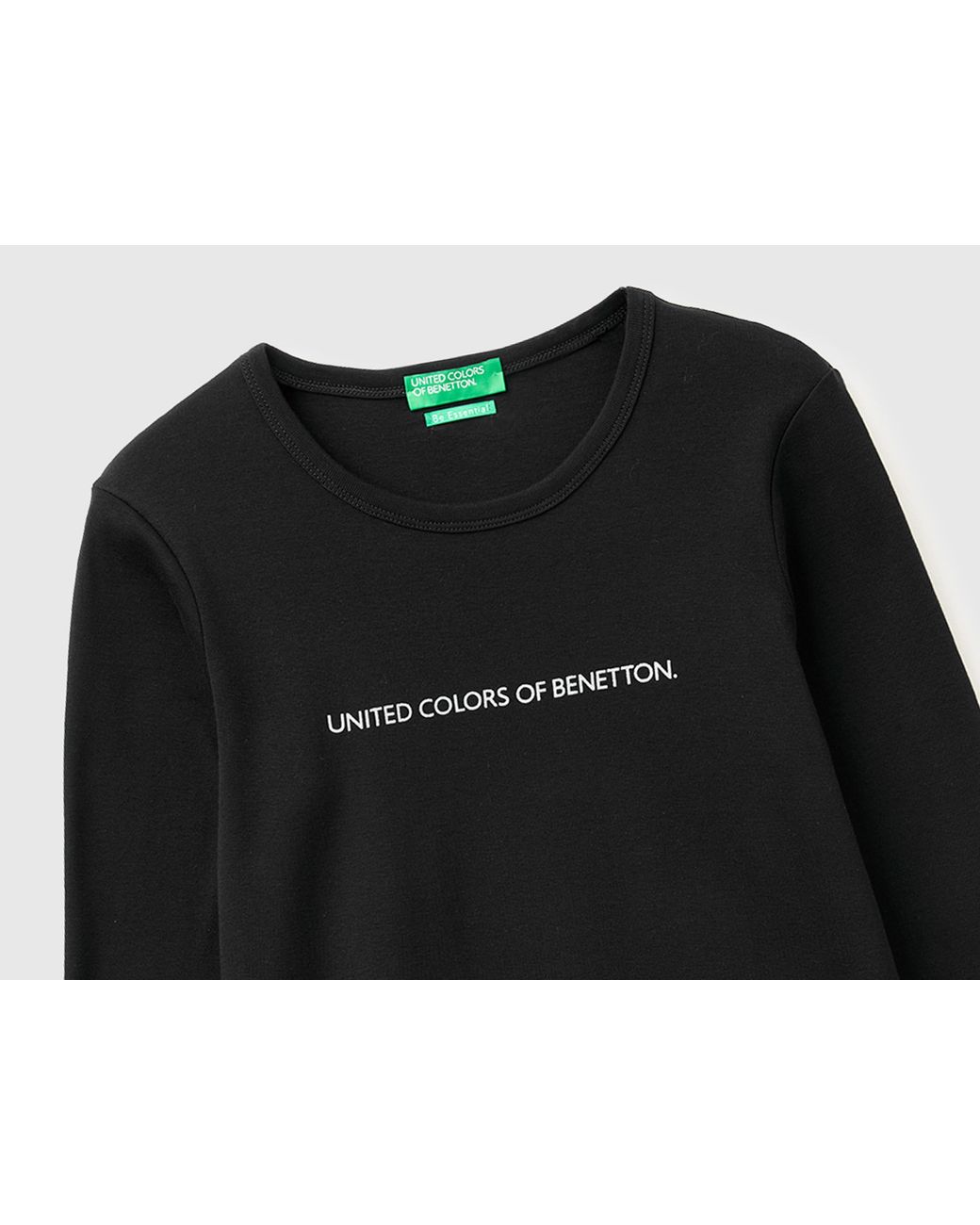 Benetton Black Benetton, Long Sleeve T-Shirt With Glitter Logo