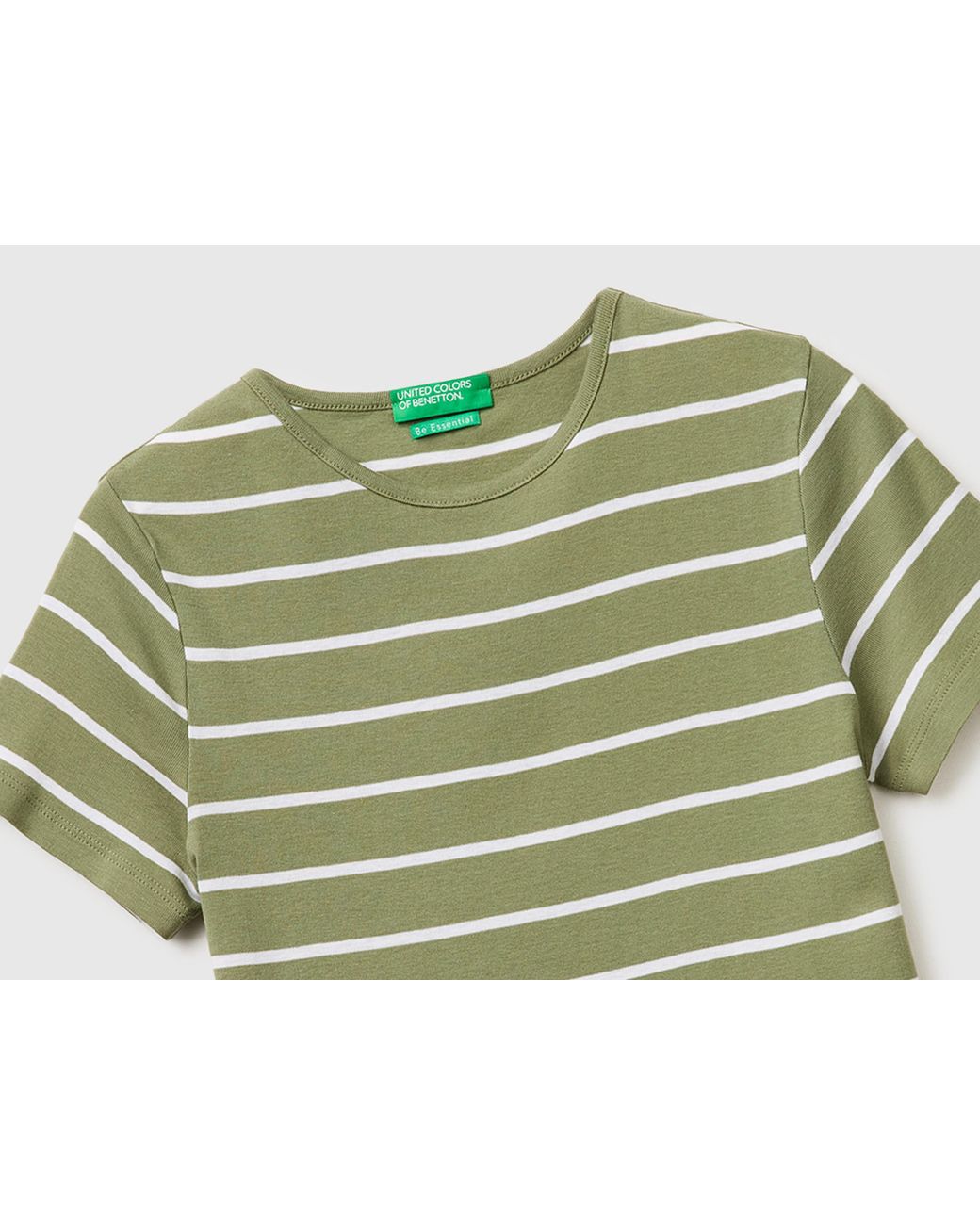 Benetton Green Benetton, Crew Neck Striped T-Shirt