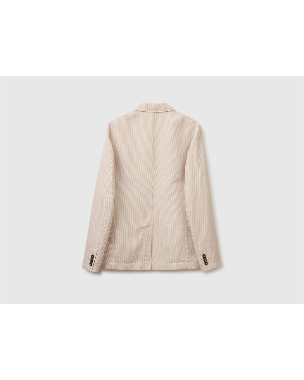 Benetton Black Benetton, Single-Breasted Linen Blend Blazer for men